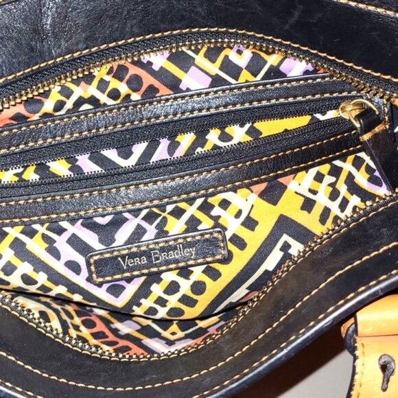 Vera Bradley Sagebrush Satchel Gallatin Leather Black and Tan - Picture 13 of 14